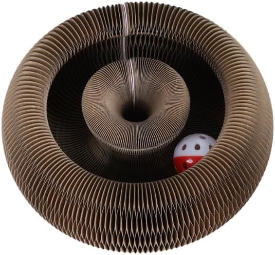 Interactive Paper Scratch Toy from petglyph. Corrugated Cat Toys with Sounding Bell Ball. Foldable Toys with Easy Magnetic Assembly. Perfect for Indoor Cats.