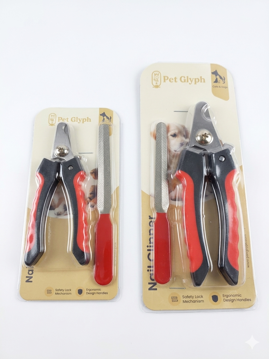 Pet Nail Clipper with Nail File, Stainless Steel Blades, Non-Slip Grip, for Dogs and Cats. (Large and Small)