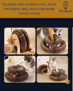 Interactive Paper Scratch Toy from petglyph. Corrugated Cat Toys with Sounding Bell Ball. Foldable Toys with Easy Magnetic Assembly. Perfect for Indoor Cats.