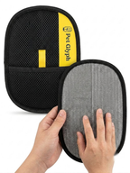 Pet Hair Removal Glove from PetGlyph. Double Sided Ergonomic Style. Static Powered for Easy Effective Use. Reusable and Eco-Friendly. Works on Furniture, Clothing, Floor Mats, Rugs and Car Seats.