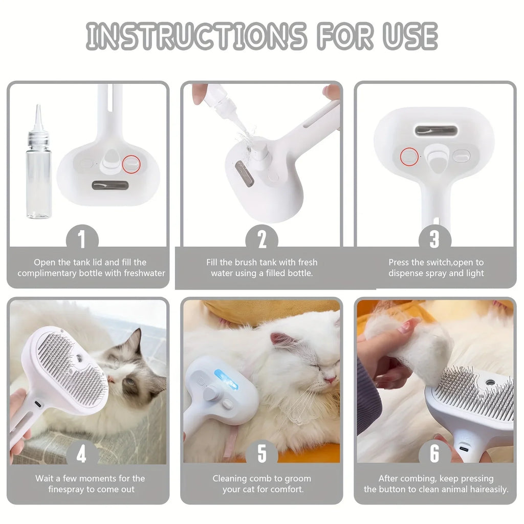 Pet Hair Mist Brush, Rechargable, Easy Hair Removal