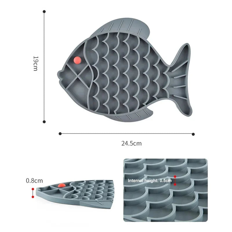 Silicone Fish Shaped Non Slip Slow Feeder Pad