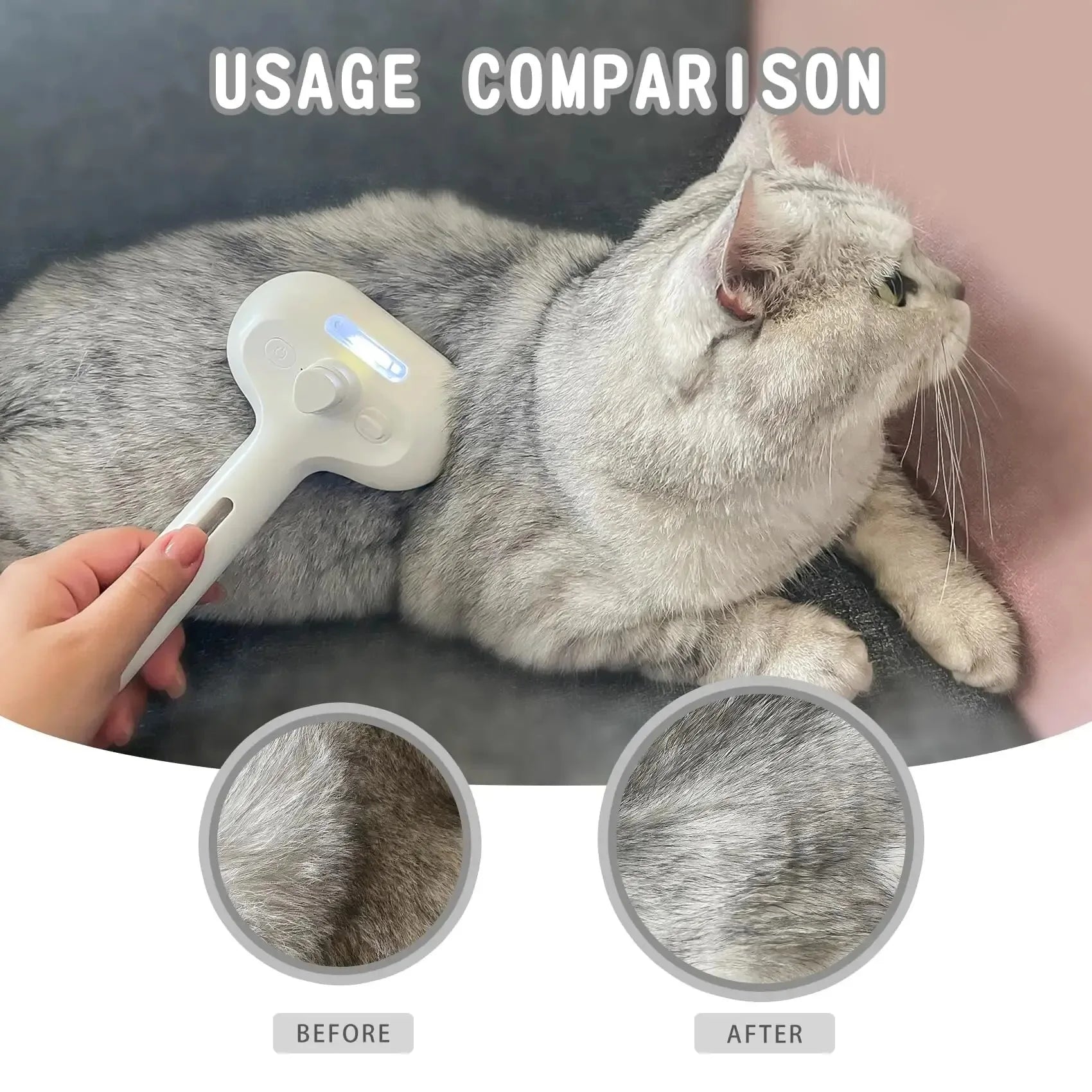 Pet Hair Mist Brush, Rechargable, Easy Hair Removal