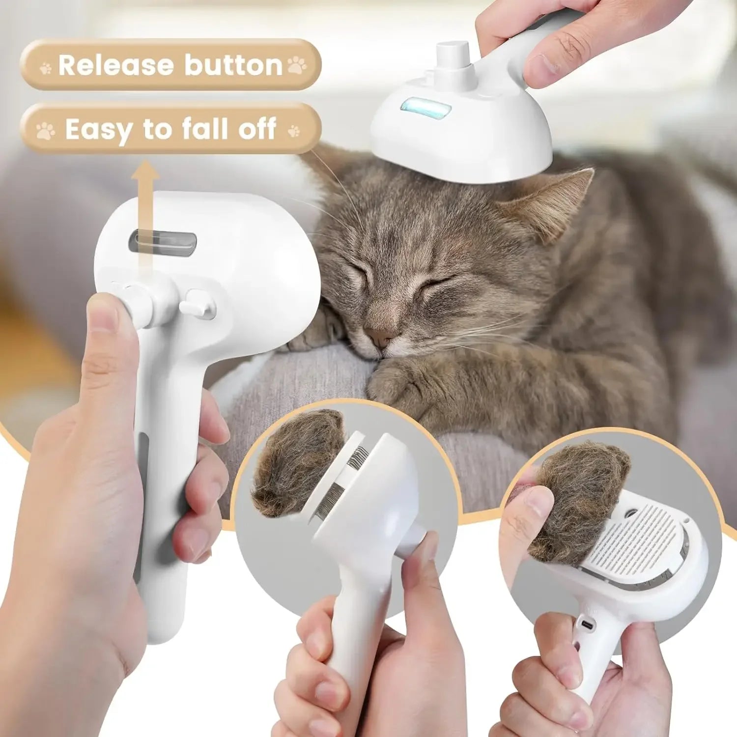 Pet Hair Mist Brush, Rechargable, Easy Hair Removal