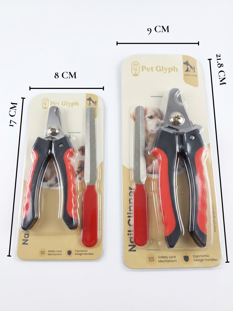 Pet Nail Clipper with Nail File, Stainless Steel Blades, Non-Slip Grip, for Dogs and Cats. (Large and Small)